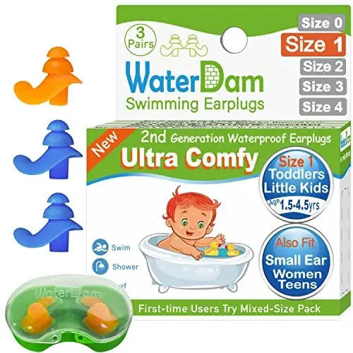 WaterDam Swimming Ear Plugs Great Waterproof Ultra Comfy Earplugs Prevent Swimmer's Ear 