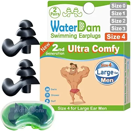 WaterDam Swimming Ear Plugs Great Waterproof Ultra Comfy Earplugs Prevent Swimmer's Ear 