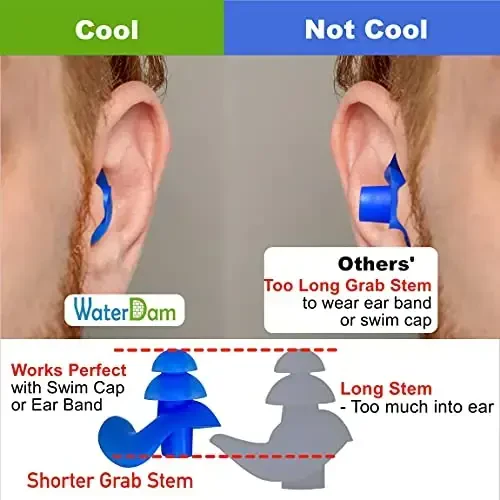 WaterDam Swimming Ear Plugs Great Waterproof Ultra Comfy Earplugs Prevent Swimmer's Ear - 7