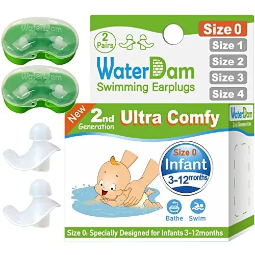WaterDam Swimming Ear Plugs Great Waterproof Ultra Comfy Earplugs Prevent Swimmer's Ear - 1