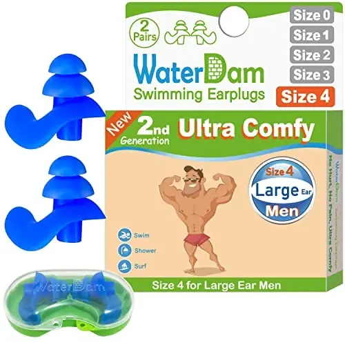 WaterDam Swimming Ear Plugs Great Waterproof Ultra Comfy Earplugs Prevent Swimmer's Ear 