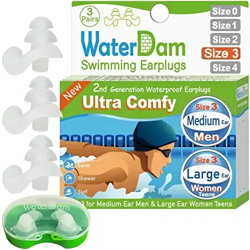 WaterDam Swimming Ear Plugs Great Waterproof Ultra Comfy Earplugs Prevent Swimmer's Ear - 1