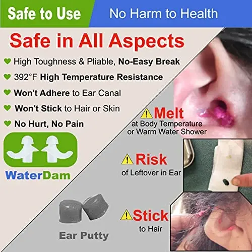 WaterDam Swimming Ear Plugs Great Waterproof Ultra Comfy Earplugs Prevent Swimmer's Ear (Size 0: Baby 0-1 Year (Orange)) - 3