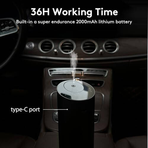 Waterless Car Diffuser, Waterless Diffusers for Essential Oils with Timer & No Leakage Tech, Super Quiet Cordless Aromatherapy Essential Oil Diffuser Battery Operated for Car, Room, Office (Black) - 2