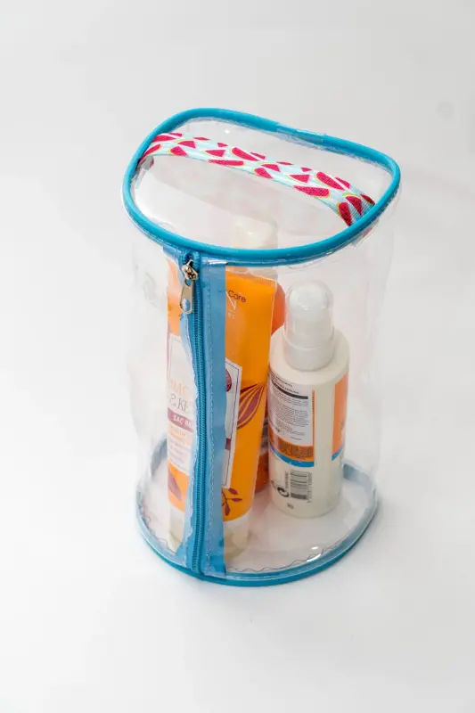 Watermelon Pattern Handheld Large Blue Transparent Holiday, Beach, Cosmetic, Makeup and Care Bag-Blue - 3