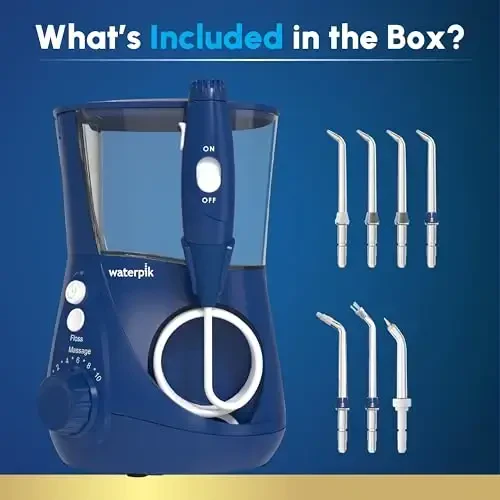 Waterpik Aquarius Water Flosser For Teeth Cleaning, Gums, Braces, Dental Care, Electric Power With 10 Settings, 7 Tips For Multiple Users And Needs, ADA Accepted, Blue WP-663, Packaging May Vary - 4