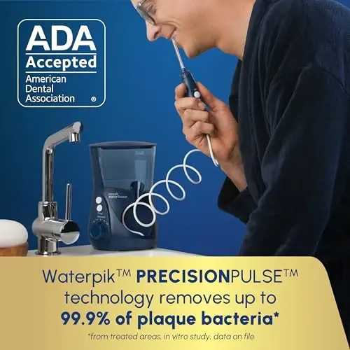 Waterpik Aquarius Water Flosser For Teeth Cleaning, Gums, Braces, Dental Care, Electric Power With 10 Settings, 7 Tips For Multiple Users And Needs, ADA Accepted, Blue WP-663, Packaging May Vary - 3