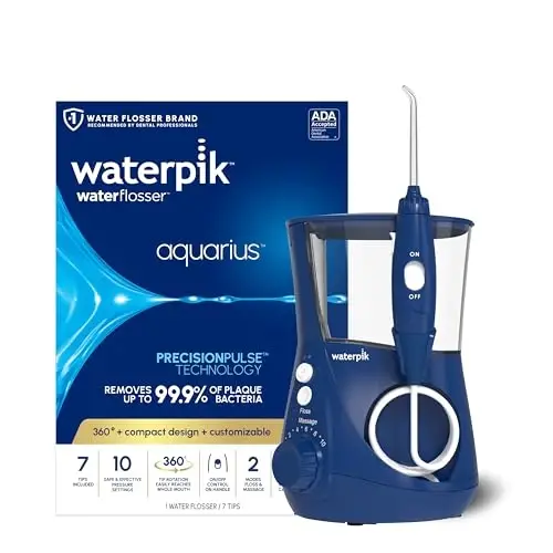 Waterpik Aquarius tish tozalash moslamasi tishlarni, milkni, tish qavslarini tozalash uchun, stomatologik parvarish, 10 sozlamali elektr quvvati, ko'p foydalanuvchilar va ehtiyojlar uchun 7 ta maslahat, ADA tomonidan qabul qilingan, Moviy WP-663, qadoqlash har xil bo'lishi mumkin - WATERPIK