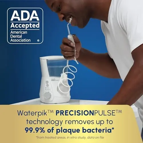 Waterpik Aquarius tish tozalash vositasi tishlarni tozalash, milklar, brketlar, stomatologik parvarish, 10 sozlamali elektr quvvati, bir nechta foydalanuvchi va ehtiyojlar uchun 7 ta maslahat, ADA tomonidan qabul qilingan, oq WP-660, qadoqlash farq qilishi mumkin - 3