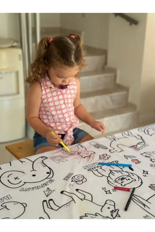 Waterproof 150cm Machine Washable Repaintable Coloring Cover Educational Play Mat-white - 4