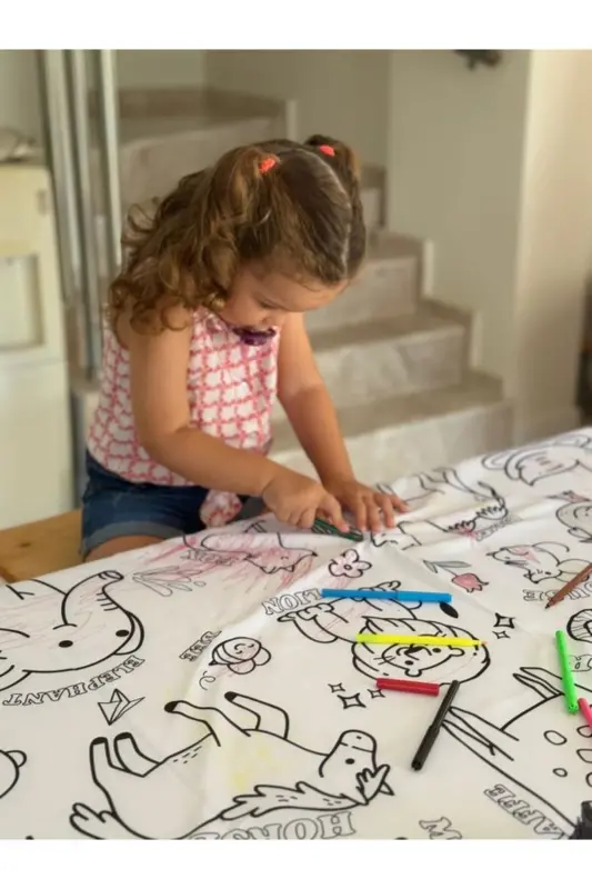 Waterproof 150cm Machine Washable Repaintable Coloring Cover Educational Play Mat-white - 5