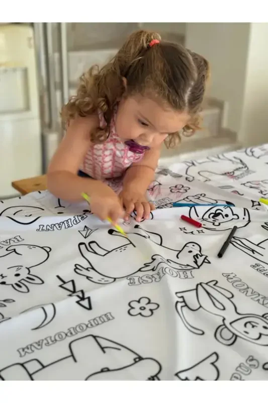 Waterproof 150cm Machine Washable Repaintable Coloring Cover Educational Play Mat-white - 1