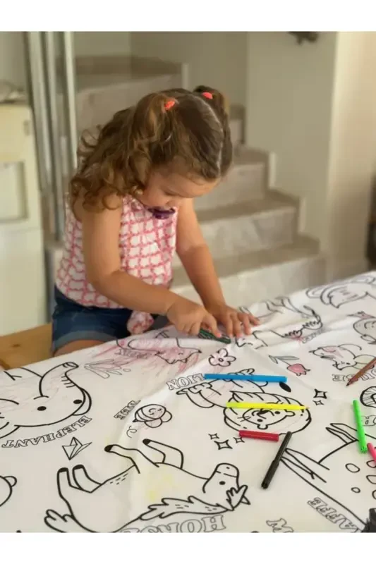 Waterproof 150cm Machine Washable Repaintable Coloring Cover Educational Play Mat-white - 3