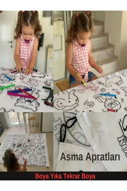 Waterproof 150cm Machine Washable Repaintable Coloring Cover Educational Play Mat-white - 4