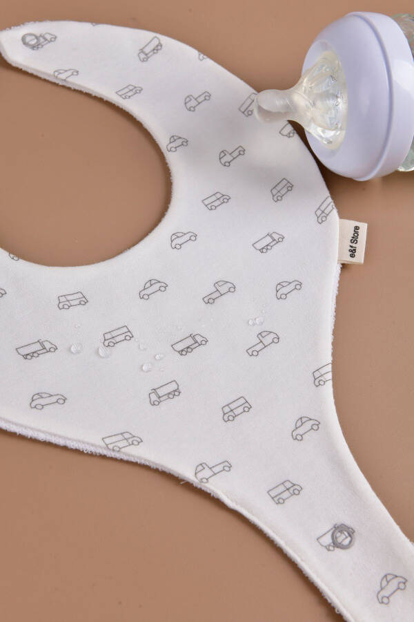 Waterproof Bib with Soother Holder - Cars - 5