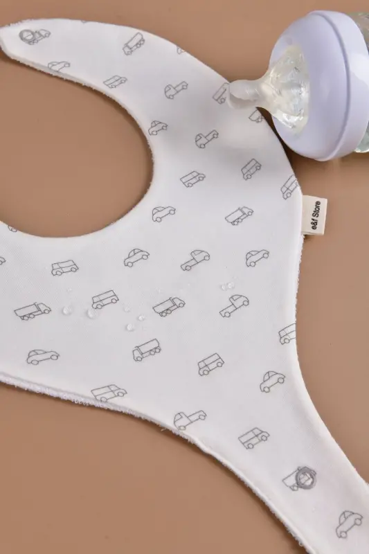 Waterproof Bib with Soother Holder - Cars - 6