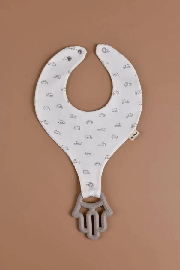 Waterproof Bib with Soother Holder - Cars - 2