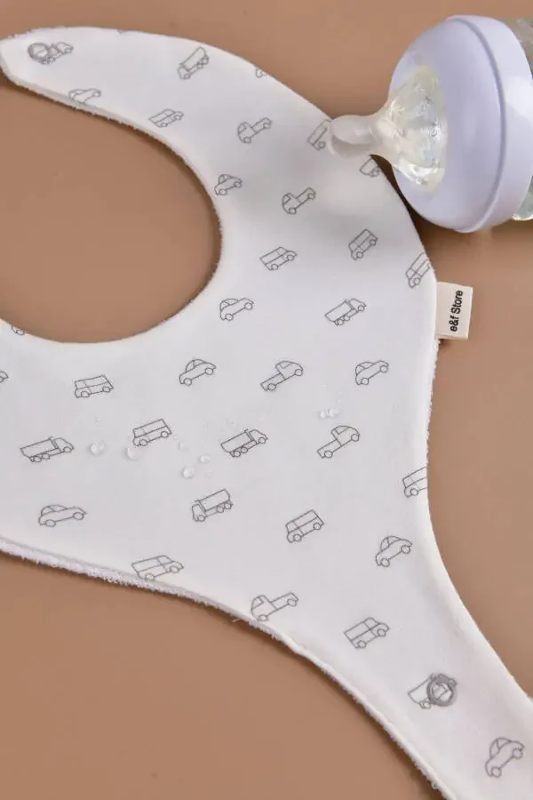 Waterproof Bib with Soother Holder - Cars - 5