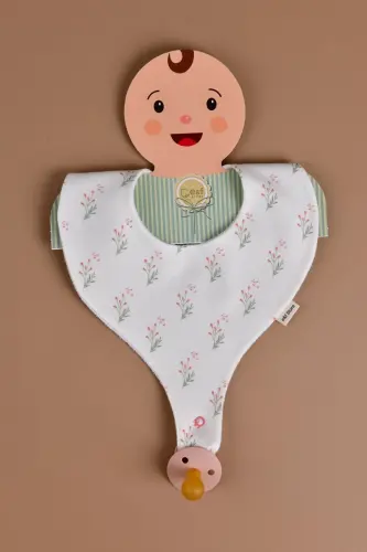 Waterproof Bib with Soother Holder - Flower Bouquet - E&F STORE (1)