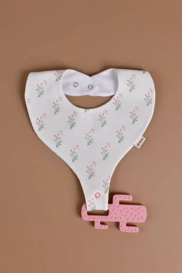 Waterproof Bib with Soother Holder - Flower Bouquet - 2