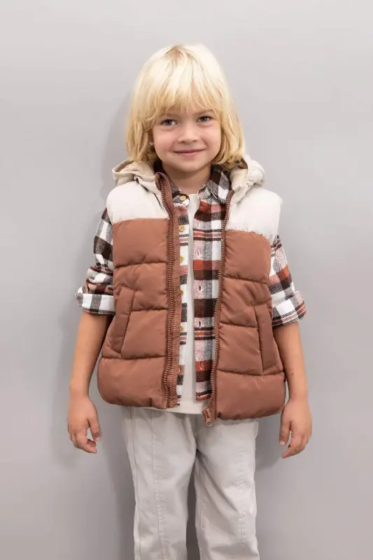 Waterproof fleece lined hooded puffer vest for baby boys (A2848a524au) - 4