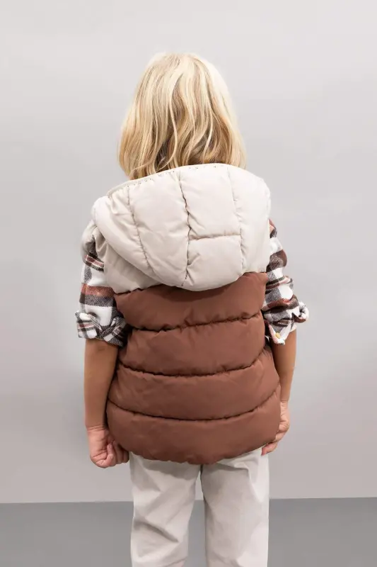 Waterproof fleece lined hooded puffer vest for baby boys (A2848a524au) - 5