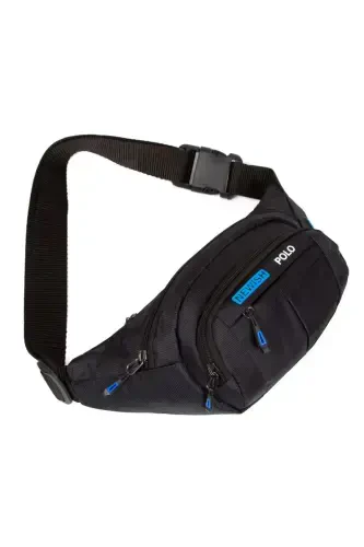 Waterproof Headphone Usb Output Unisex Black Crossbody Waist Shoulder and Sports Bag - blue black - 8