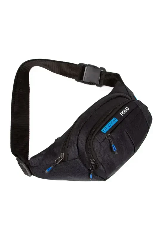 Waterproof Headphone Usb Output Unisex Black Crossbody Waist Shoulder and Sports Bag - blue black - 8