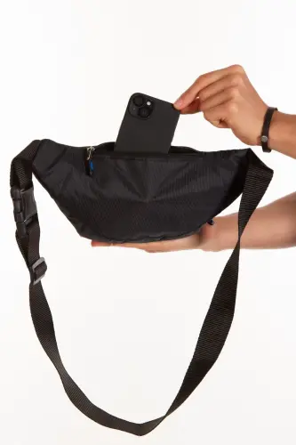 Waterproof Headphone Usb Output Unisex Black Crossbody Waist Shoulder and Sports Bag - blue black - 5