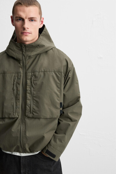 Waterproof hooded jacket (Light khaki) - 15