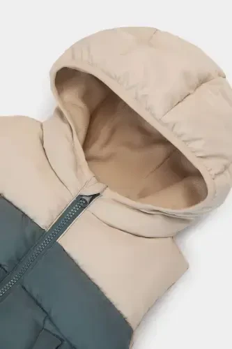 Waterproof hooded puffer vest with fleece lining for baby boys - DEFACTO (1)