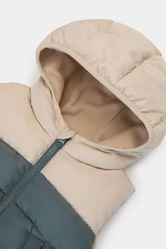 Waterproof hooded puffer vest with fleece lining for baby boys - 2