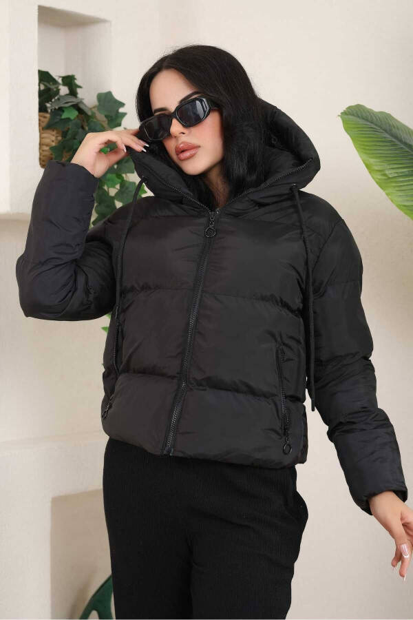 Waterproof Hooded Women's Puffer Jacket - 1