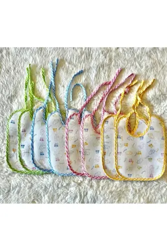 Waterproof Lace-Up Mixed Pattern 8 Pieces Girl Boy Bib - ANNE DOKUNUŞU GIBI KUZUM BEBE (1)