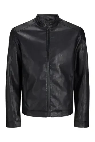 Waterproof leather biker jacket. - JACK & JONES (1)