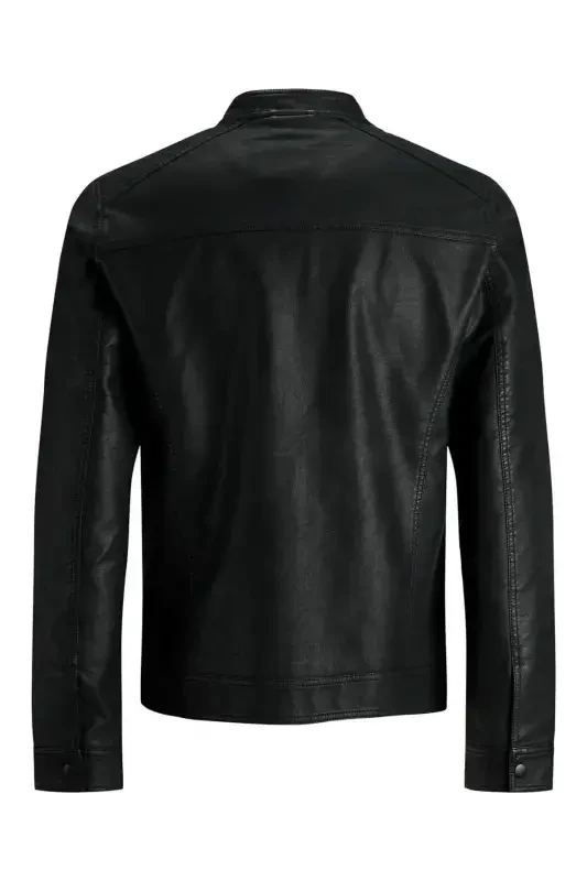 Waterproof leather biker jacket. - 4