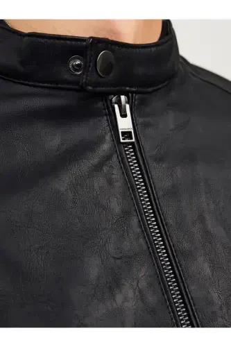 Waterproof leather biker jacket. - 6