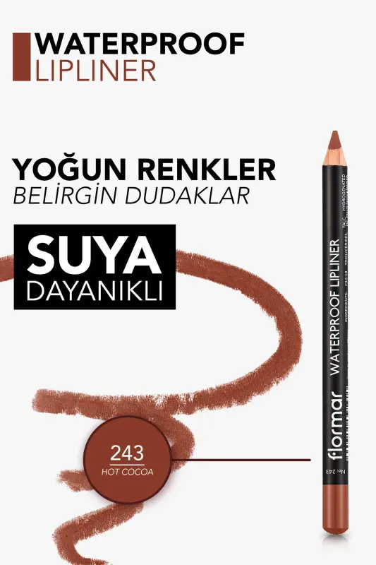 Waterproof Lipliner - Suya Dayanıklı Dudak Kalemi No: 243 Hot Cocoa 1.14 g 8690604567584-243 HOT COCOA - 5