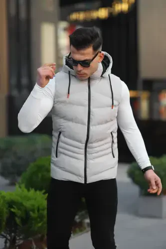 Waterproof Men's Detachable Hooded Vest-STONE - 3