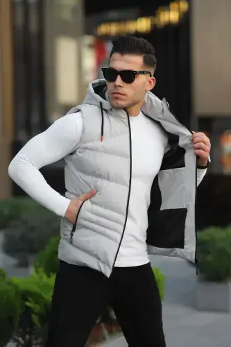 Waterproof Men's Detachable Hooded Vest-STONE - 4