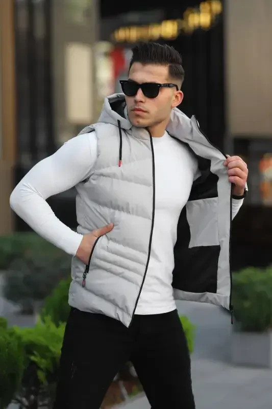 Waterproof Men's Detachable Hooded Vest-STONE - 4