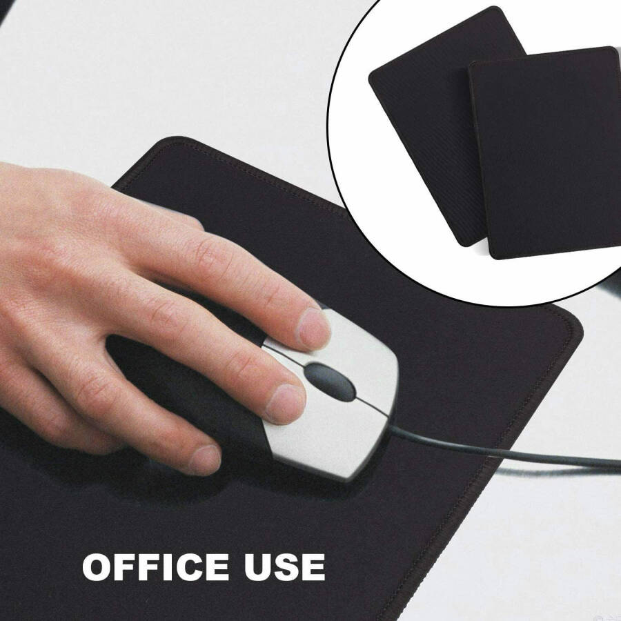 Waterproof mousepad with rubber base, black. Ideal for computer, laptop and office use. - 11