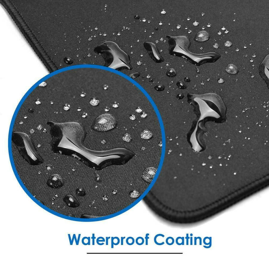 Waterproof mousepad with rubber base, black. Ideal for computer, laptop and office use. - 12