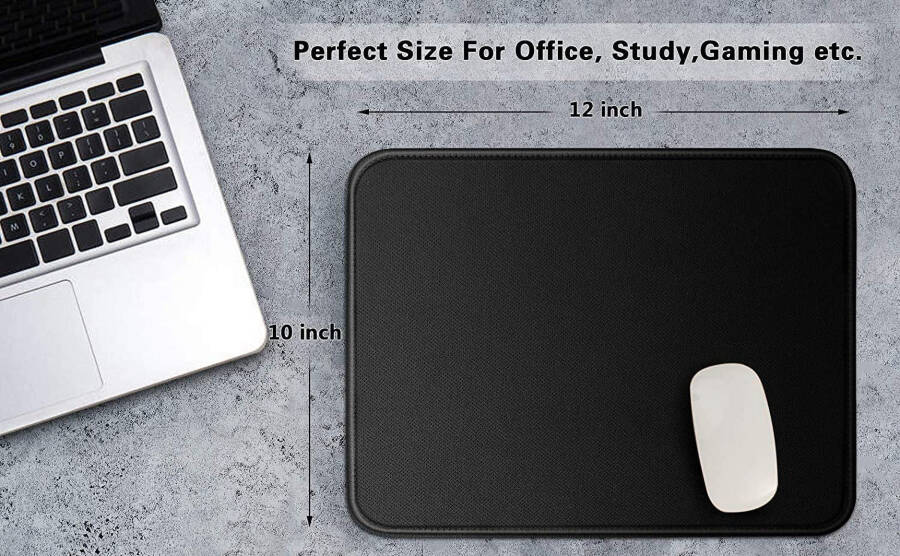 Waterproof mousepad with rubber base, black. Ideal for computer, laptop and office use. - 13