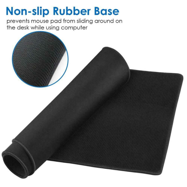 Waterproof mousepad with rubber base, black. Ideal for computer, laptop and office use. - 18