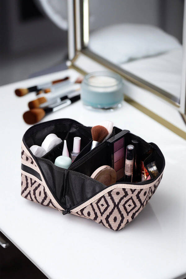 Waterproof Multi-Purpose Handle Makeup Bag with Spacious Compartments Travel Type Cosmetic Organizer - 2