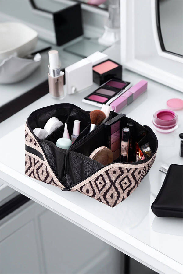 Waterproof Multi-Purpose Handle Makeup Bag with Spacious Compartments Travel Type Cosmetic Organizer - 4