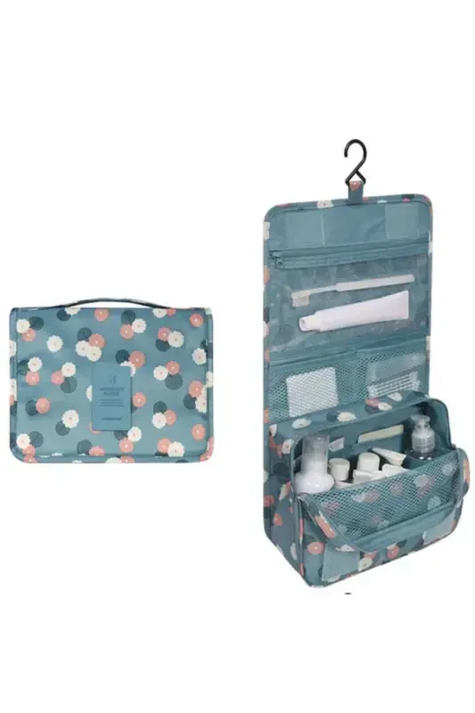 Waterproof Organizer Hanging Travel Cosmetic Makeup Bag Mint-Blue - 1