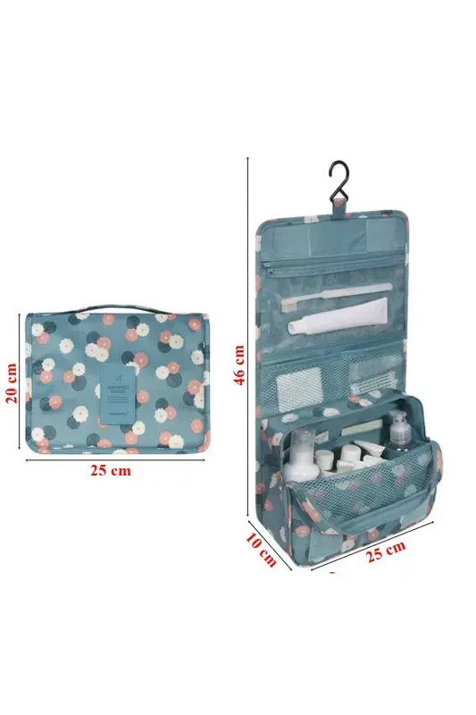 Waterproof Organizer Hanging Travel Cosmetic Makeup Bag Mint-Blue - 2