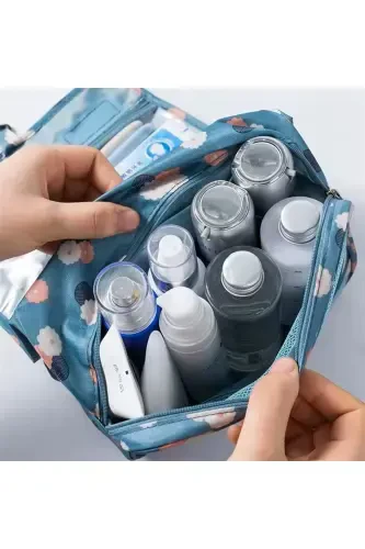 Waterproof Organizer Hanging Travel Cosmetic Makeup Bag Mint-Blue - 4